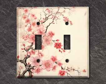 Metal Light Switch Cover | Outlet Plate, Japanese Cherry Blossom Flower Tree, FLW209