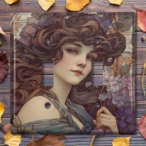 Metal Light Switch Cover, Light Switch Plate, Outlet Cover, Wall Plate, Home Decor Idea, Art Nouveau,  Decorative Art Nouveau NOU003