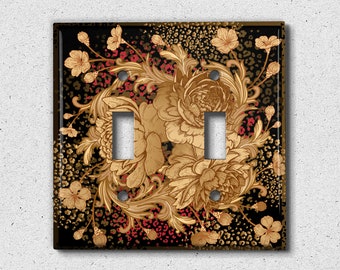 Metal Light Switch Cover | Light Switch Plate, Outlet Cover, Wall Plate Home Decor, Elegant Dark Floral Art PNT041