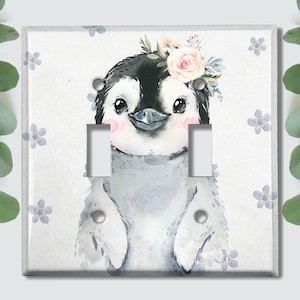Metal Light Switch Cover | Light Switch Plate, Wall Plate Home Decor, Nursery Kids Room, Cute Animal Penguin ANM053
