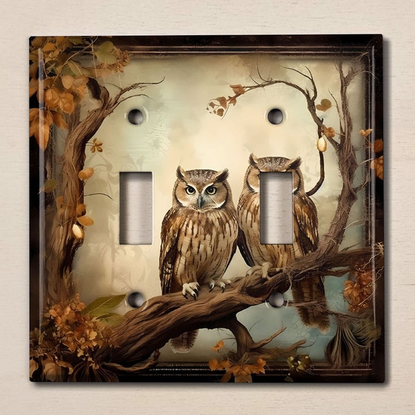 Metal Light Switch Cover, Light Switch Plate, Outlet Cover, Wall Plate, Home Decor Idea, Owl Decor, Animal Decor, BRD048