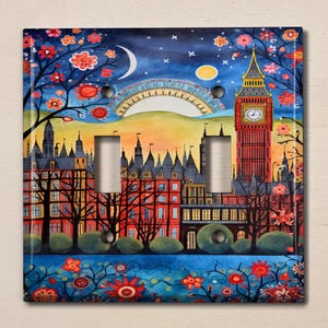 Metal Light Switch Cover | Light Switch Plate, Outlet Cover, Wall Plate, Home Decor, London Britain Decor, Big Ben Art Decor Idea, SFR172