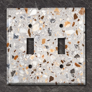 Metal Light Switch Cover | Light Switch Plate, Outlet Cover, Wall Plate, Granite Plate Cover, Rock Design Outlet Cover, RUSTIC STONE PNT107