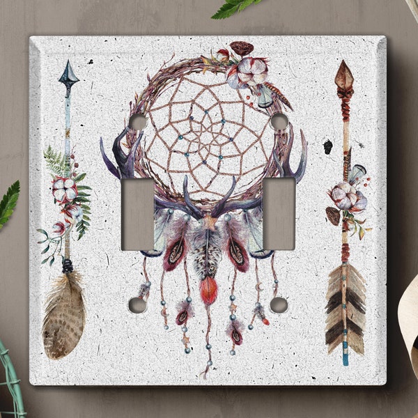 Metal Light Switch Cover, Light Switch Plate, Outlet Cover, Wall Plate Home Decor, Floral Dreamcatcher DRM023