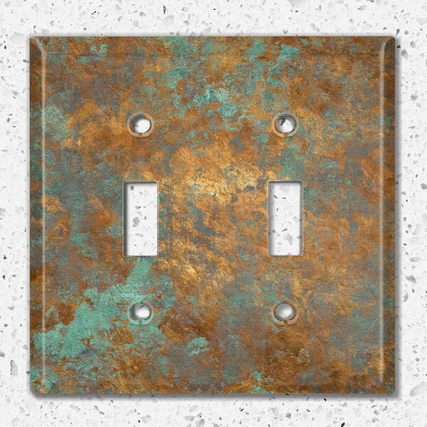 Metal Light Switch Cover, Light Switch Plate, Outlet Cover, Wall Plate, Metal Plate Cover, Distressed Rust Metal, COPPER PATINA IMAGE PNT134