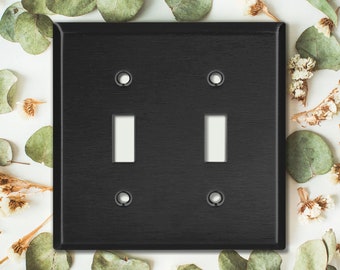 Metal Light Switch Cover, Light Switch Plate, Outlet Cover, Wall Plate, Home Decor Idea, Trendy Color for Room, SOLID CHARCOAL BLACK CLR024