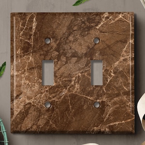 Metal Light Switch Cover | Light Switch Plate, Outlet Cover, Wall Plate, Home Decor Idea, Elegant Brown Marble Decor, Marble Image MAR170