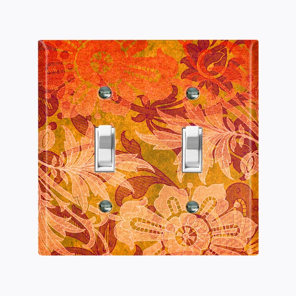 Metal Light Switch Cover, Light Switch Plate, Outlet Cover, Wall Plate Home Decor, Fall Room Decoration, Elegant Red Orange Leaves WAL027