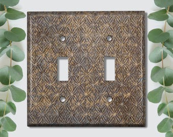 Metal Light Switch Cover | Outlet Plate, Printed Image of Rustic Brown Metal Decor / Flat Not Embossed, MET062