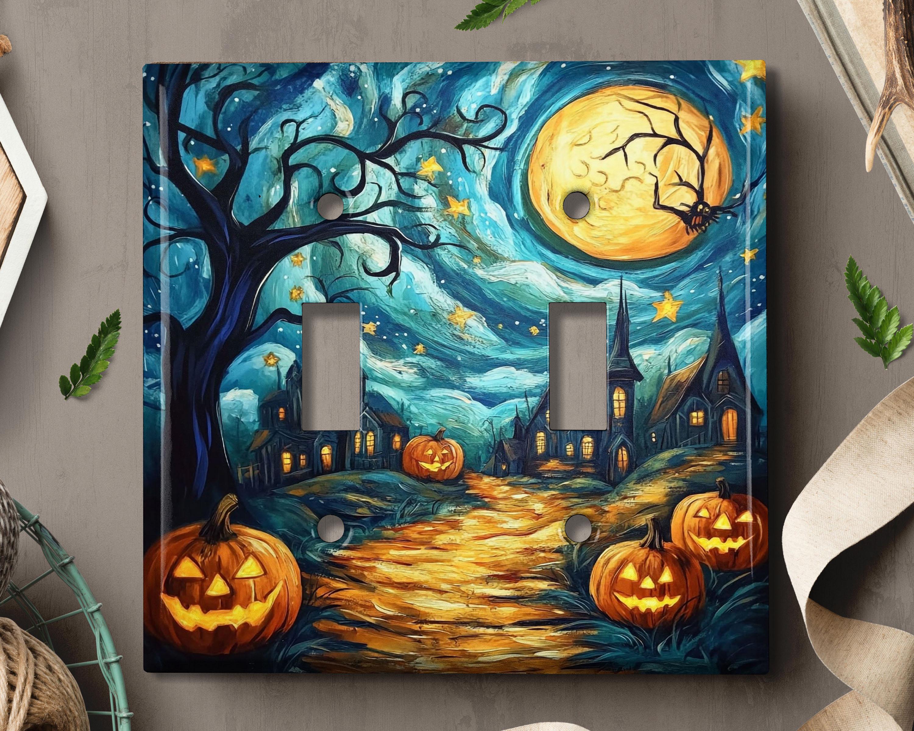 Halloween Cat Light Switch Cover Plates/Outlet Covers, Black And Orange