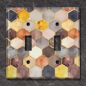 Metal Light Switch Cover | Light Switch Plate, Outlet Cover, Wall Plate, Home Decor, Bee Honey Comb Pattern, Neutral Honeycomb Decor, TIL198