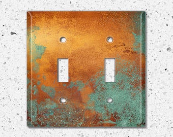Metal Light Switch Cover, Light Switch Plate, Outlet Cover, Wall Plate Home Decor, Distressed Copper MET011
