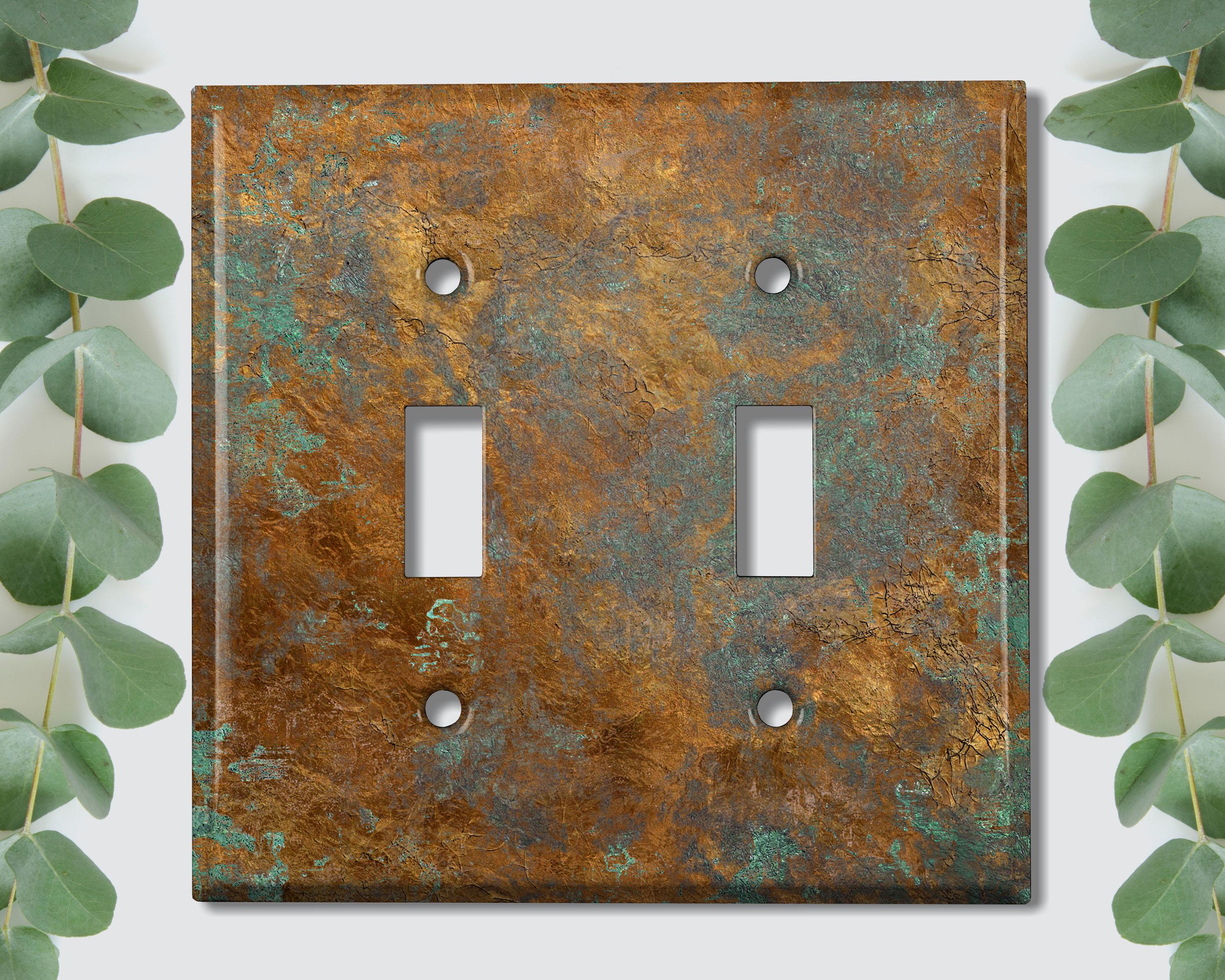 Metal Light Switch Cover | Light Switch Plate, Outlet Cover, Wall Plate, Metal Plate, Distressed Rust Metal, COPPER PATINA IMAGE PNT136