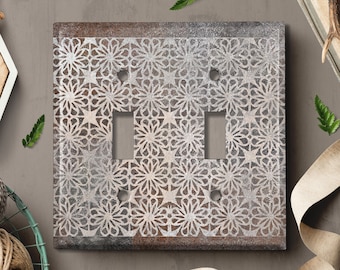 Metal Light Switch Cover | Light Switch Plate, Outlet Cover, Wall Plate, Image of Rustic Metal Pattern, Chic Metal Image Decor Idea MET048
