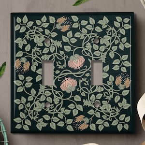 Metal Light Switch Cover | Light Switch Plate, Outlet Cover, Wall Plate, Home Decor Idea, Greenery Room Decor, Pink Flower Decor FLW334