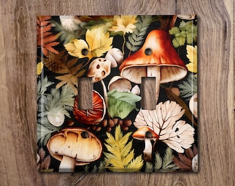 Metal Light Switch Cover | Light Switch Plate, Outlet Cover, Wall Plate, Home Decor Idea, Fantasy Forest Mushrooms, MSR008