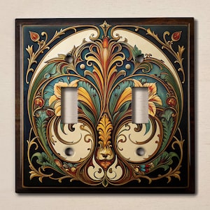 Metal Light Switch Cover, Light Switch Plate, Outlet Cover, Wall Plate, Elegant Floral Art Decor, Vintage Nouveau Art Decor, NOU051