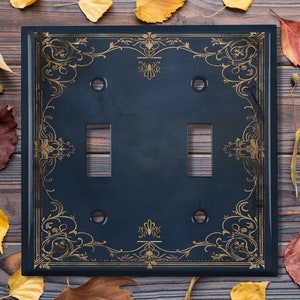 Metal Light Switch Cover | Light Switch Plate, Outlet Cover, Wall Plate, Home Decor, Stunning Elegant Blue Victorian Frame Design, FRA159