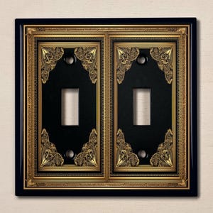Metal Light Switch Cover | Light Switch Plate, Outlet Cover, Wall Plate, Home Decor Idea, Fancy European Black Yellow Frame Decor, FRA172