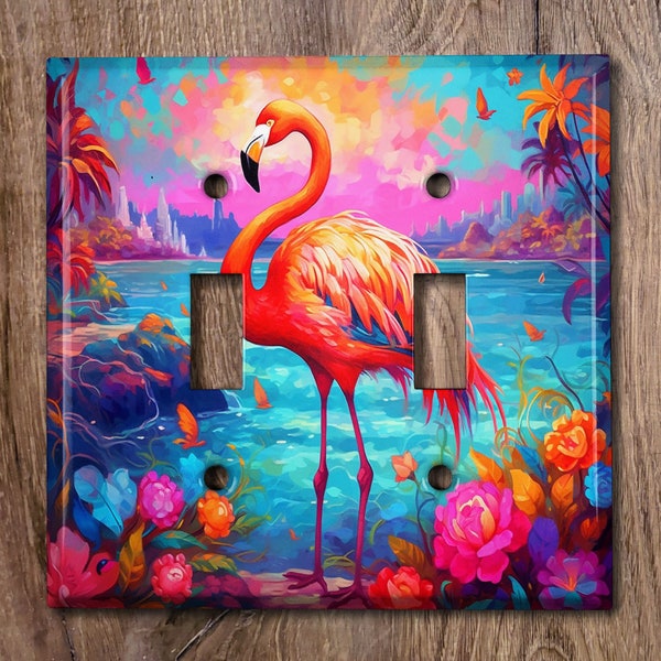 Metal Light Switch Cover, Light Switch Plate, Outlet Cover, Wall Plate, Colorful Flamingo Room Decor, Kids Room Decor, FGO017