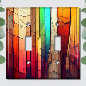 Metal Light Switch Cover | Light Switch Plate, Outlet Cover, Wall Plate, Home Decor Idea, Colorful Stained Glass Image Decor Idea, GLA017
