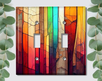 Metal Light Switch Cover | Light Switch Plate, Outlet Cover, Wall Plate, Home Decor Idea, Colorful Stained Glass Image Decor Idea, GLA017