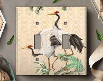 Metal Light Switch Cover, Light Switch Plate, Outlet Cover, Wall Plate Home Decor, Oriental Stork Sea Wave PNT050