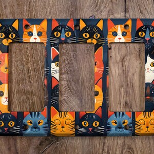 Metal Light Switch Cover, Light Switch Plate, Outlet Cover, Wall Plate, Home Decor Idea, Colorful Cat Design, Cute Cat Decor Idea ANM136 画像 10