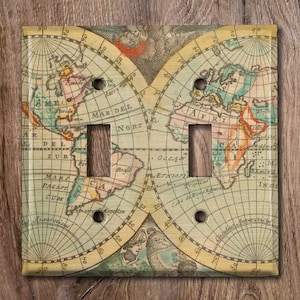 Couvercle d'interrupteur en métal | Plaque pour interrupteur, Couvercle de prise, Plaque murale, Idée de décoration intérieure, Carte du monde, Décoration de bureau, MAP013
