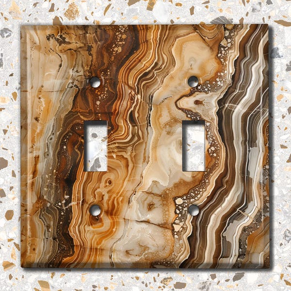 Metal Light Switch Cover | Light Switch Plate, Outlet Cover, Wall Plate, Home Decor Idea, Elegant Tan Granite Marble Image Decor, MAR196