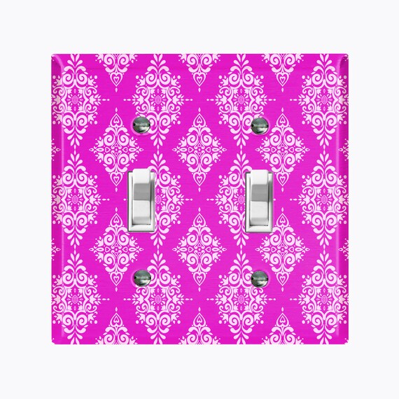 Metal Light Switch Plate Cover Vintage Damask Home Decor Pink Wallplate Cover 