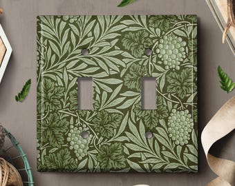 Metal Light Switch Cover | Light Switch Plate, Outlet Cover, Wall Plate, Home Decor, Gorgeous Green Floral Leaves, Greenery Decor, FLW472