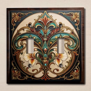 Metal Light Switch Cover | Light Switch Plate, Outlet Cover, Wall Plate, Home Decor, Vintage Floral Decor, Decorative Art Nouveau, NOU052