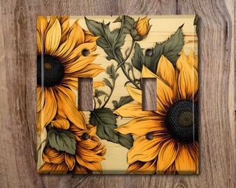 Metal Light Switch Cover, Light Switch Plate, Outlet Cover, Wall Plate, Home Decor Idea, Beautiful Sunflower Room Decor, FLW244