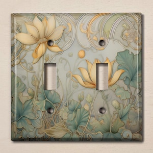 Metal Light Switch Cover, Light Switch Plate, Outlet Cover, Wall Plate, Home Decor, Gorgeous Nouveau Floral Decor, Vintage Floral Art FLW533