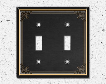 Metal Light Switch Cover, Light Switch Plate, Outlet Cover, Wall Plate Home Decor, Classic Wallplate, Victorian Frame Black FRA095