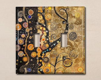 Metal Light Switch Cover | Light Switch Plate, Outlet Cover, Wall Plate, Home Decor, Klimt Style Art, Abstract Tree Floral Art Decor, FLW723