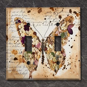 Metal Light Switch Cover | Light Switch Plate, Outlet Cover, Wall Plate, Home Decor Idea, Butterfly Floral Decor, Vintage Butterfly, BUT109