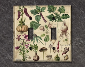 Metal Light Switch Cover | Light Switch Plate, Outlet Cover, Wall Plate, Home Decor, Kitchen Decor, Vintage Vegetable Herb Decor, KCH009