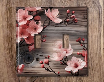 Metal Light Switch Cover | Light Switch Plate, Outlet Cover, Wall Plate, Home Decor Idea, Beautiful Cherry Blossom Decor, Gift Idea, FLW242