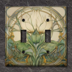 Metal Light Switch Cover | Light Switch Plate, Outlet Cover, Wall Plate, Home Decor, Vintage Nouveau Floral Decor, Vintage Floral, FLW535