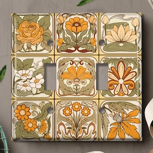 Metal Light Switch Cover | Light Switch Plate, Outlet Cover, Wall Plate, Home Decor Idea, Yellow Flower Decor, Pretty Floral Design, FLW305