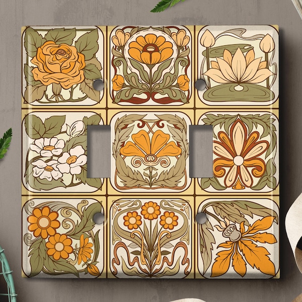 Metal Light Switch Cover | Light Switch Plate, Outlet Cover, Wall Plate, Home Decor Idea, Yellow Flower Decor, Pretty Floral Design, FLW305