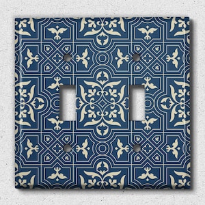 Metal Light Switch Cover | Light Switch Plate, Outlet Cover, Wall Plate Home Decor, Grey Floral Merola Tile TIL109