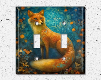 Metal Light Switch Cover, Light Switch Plate, Outlet Cover, Wall Plate, Home Decor Idea, Animal for Nursery Room, Cute Fox Animal ANM096