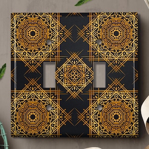 Metal Light Switch Cover | Light Switch Plate, Outlet Cover, Wall Plate Home Decor, Elegant Trippy Art Deco Wall WAL049