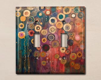 Metal Light Switch Cover | Light Switch Plate, Outlet Cover, Wall Plate, Home Decor, Colorful Abstract Floral Decor, Klimt Style Art, FLW741