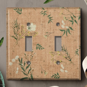Metal Light Switch Cover | Light Switch Plate, Outlet Cover, Wall Plate, Home Decor Idea, Beige Floral Decor, Simple Flower Design, FLW338