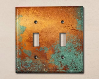 Metal Light Switch Cover | Light Switch Plate, Outlet Cover, Wall Plate Home Decor, Distressed Copper, Image of Copper, MET011
