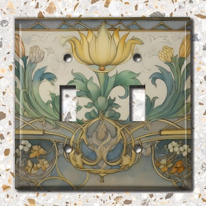 Metal Light Switch Cover | Light Switch Plate, Outlet Cover, Wall Plate, Home Decor, Elegant Nouveau Art, Beautiful Floral Decor, FLW536